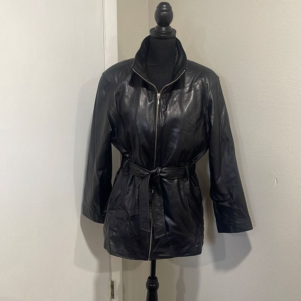 Wilson's Leather Pelle Studio Black Leather Coat Size L